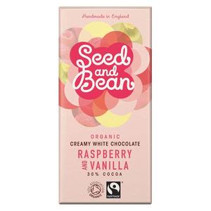 Seed & Bean Chokolade Hvid Ø M. Hindbær & Vanille