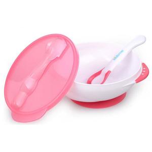 Kidsme Dyb tallerken m. sugekop og temperaturske - Pink - 1 stk Billede af Kidsme Dyb tallerken m. sugekop og temperaturske - Pink - 1 stk