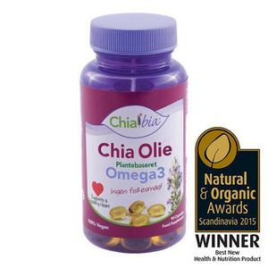 90 kapsler koldpresset chiafrø-olie med højt Omega 3 indhold - 100% vegetarisk.
