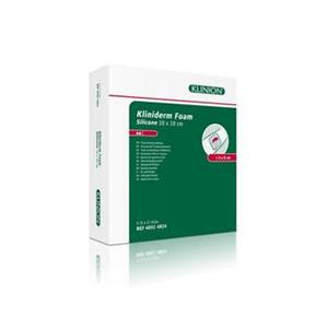Kliniderm Foam Silikone er sterilt skumbandage til sår - Denne variant måler 10x10 cm.