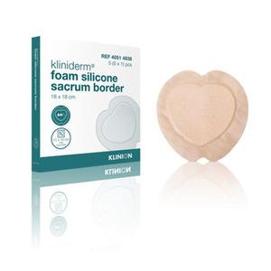 Klinion Wound Care, Kliniderm Foam Silikone Border - Sacral - 18x18cm - 5 stk Billede af Klinion Wound Care, Kliniderm Foam Silikone Border - Sacral - 18x18cm - 5 stk