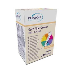Klinion Softfine Lancetter er sterile og har en tykkelse på 0,36mm (28G) - De leveres i en æske med blandede farver.