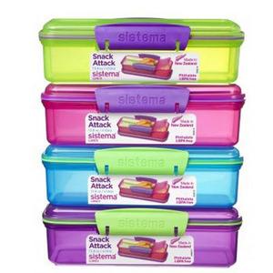 Sistema Snack Attack er genial til opbevaring af snacks, da den gør det muligt både at have snacks og dip med på farten.