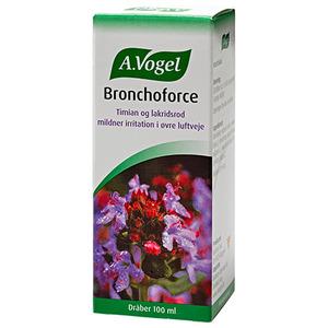 A. Vogel Bronchoforce 100 ml dråber til halsen mildner irritation i de øvre luftveje og virker slimløsende.