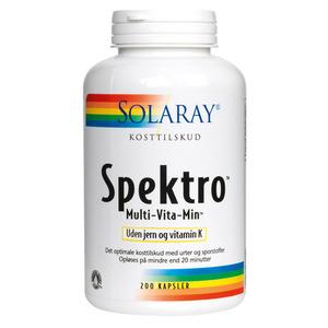 Solaray Spektro Multi-Vita-Min uden Jern og Vitamin K 200 kapsler