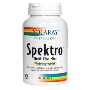 Solaray Spektro2 uden jern og K vitamin 100 kapsler