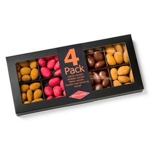Økoladen 4 pack mandler m. havsalt & lakrids, mørk hindbær Ø - 1