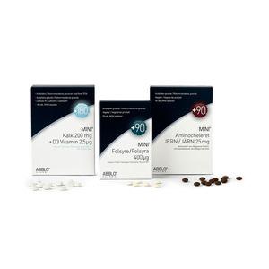 ABBLO familie pakke med Aminocheret jern, folsyre samt kalk+D3 vitamin