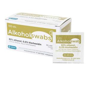 Alkoholswab, 82% ethanol, grøn - 100 stk.