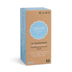 Ginger Organic Tampon Super Ø - 14 stk - 100 % økologisk blød bomuld for den bedste komfort