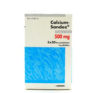 Calcium-Sandoz 500 mg - 100 (5 x20) brusetabletter
