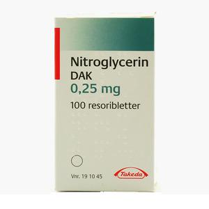 Nitroglycerin 0,25 mg resoribletter hjertesmerter angina pectoris - Med24.dk