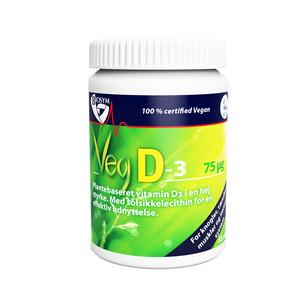 Biosym Veg D3 vitamin til veganere indeholder 75 mcg 60 kapsler