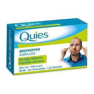 Quies silikone ørepropper m. snor - 1 par