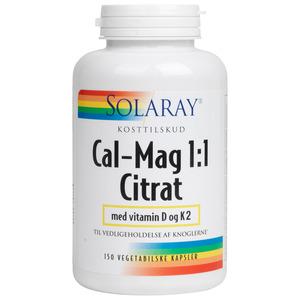 solaray Cal-Mag 1:1 med vitamin D og K2 vitamin 150 vegetabilske kapsler - med24