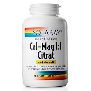Solaray Cal-Mag 1:1 Citrate + vitamin D til vedligeholdelse af knoglerne 90 kapsler - med24
