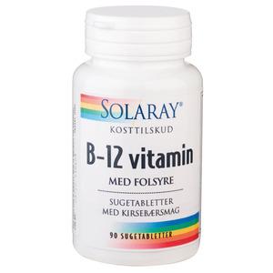 Solaray B12 vitamin med folsyre 1000 mcg 90 sugetabletter - med24