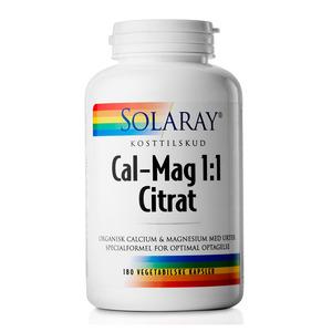 Solaray Cal-Mag 1:1 Citrate 180 vegetabilske kapsler - med24