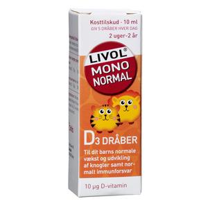 Livol Mono normal D3-Vitamin d-dråber til dit barns normale vækst og udvikling 10 ml - med24
