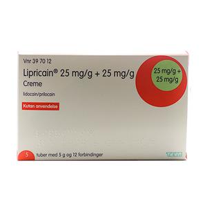 Lipricain kombi - 5x5 g creme og 12 plastre