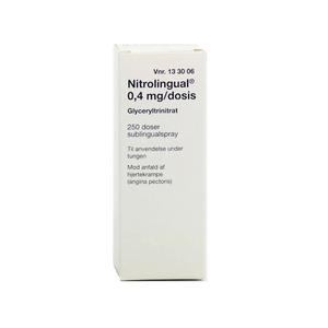 Nitrolingual Sublingualspray 250 doser brystsmerter (angina pectoris) - Med24.dk