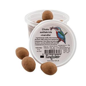 Lækre mandler overtrukket med lys chokolade og salt lakrids