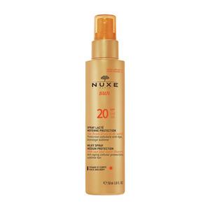Nuxe Solcreme Spray til ansigt/krop SPF20 er en let og praktisk solcreme-spray med en let og ikke-fedtende konsistens.