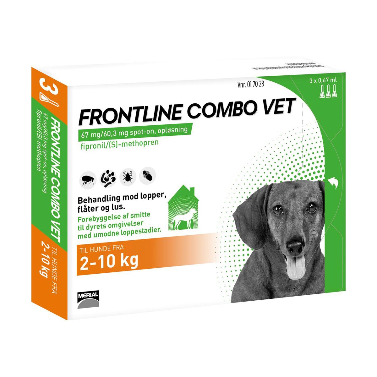 Frontline Combo Vet hund 210 kg 3 pipetter Med24.dk