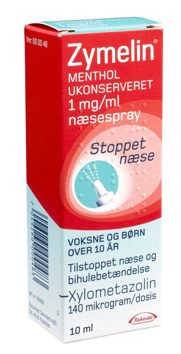 Giotto Dibondon Blændende Foragt Zymelin menthol ukonserveret næsespray 1 mg/ml - Med24.dk