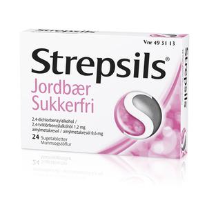 Strepsils Jordbær (sukkerfri) - 24 stk. halspastiller - Med24.dk