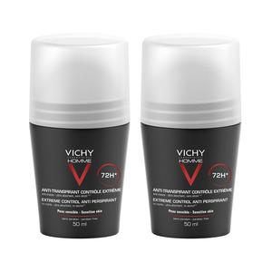 Vichy Homme Antiperspirant Deo Roll-On 72h – 2 pak