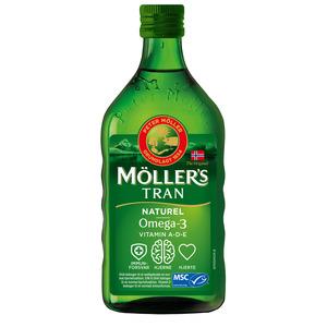 Møllers Tran med Neutral smag, højt indhold af omega-3 fedtsyrer 250 ml.