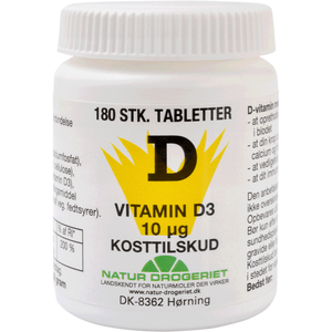 D3 vitamin fra Natur-Drogeriet 10 mcg 180 tabletter