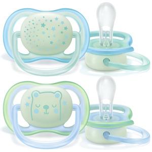 Philips Avent Night Time Glow sut, blå/mint 0-6 mdr - 2 stk
