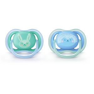 Philips Avent Ultra Air sut, grøn/blå dyremotiv 6-18 mdr - 2 stk