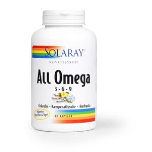 Solaray All Omega 3-6-9 fiskeolie og planteolie 90 kapsler - med24