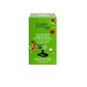 English Tea Shop Green Tea Pomegranate Ø - 20 pyramider