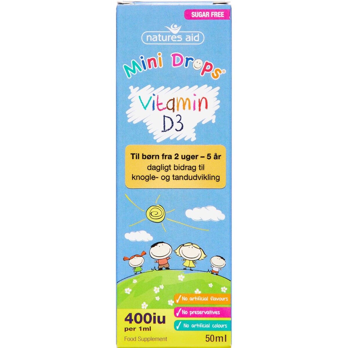 Køb Natures Aid Mini Drops Vitamin D3 billigt hos Med24.dk