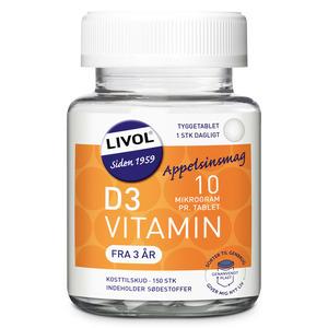Livol D3 Vitamin 10 μg - 150 tyggetabletter