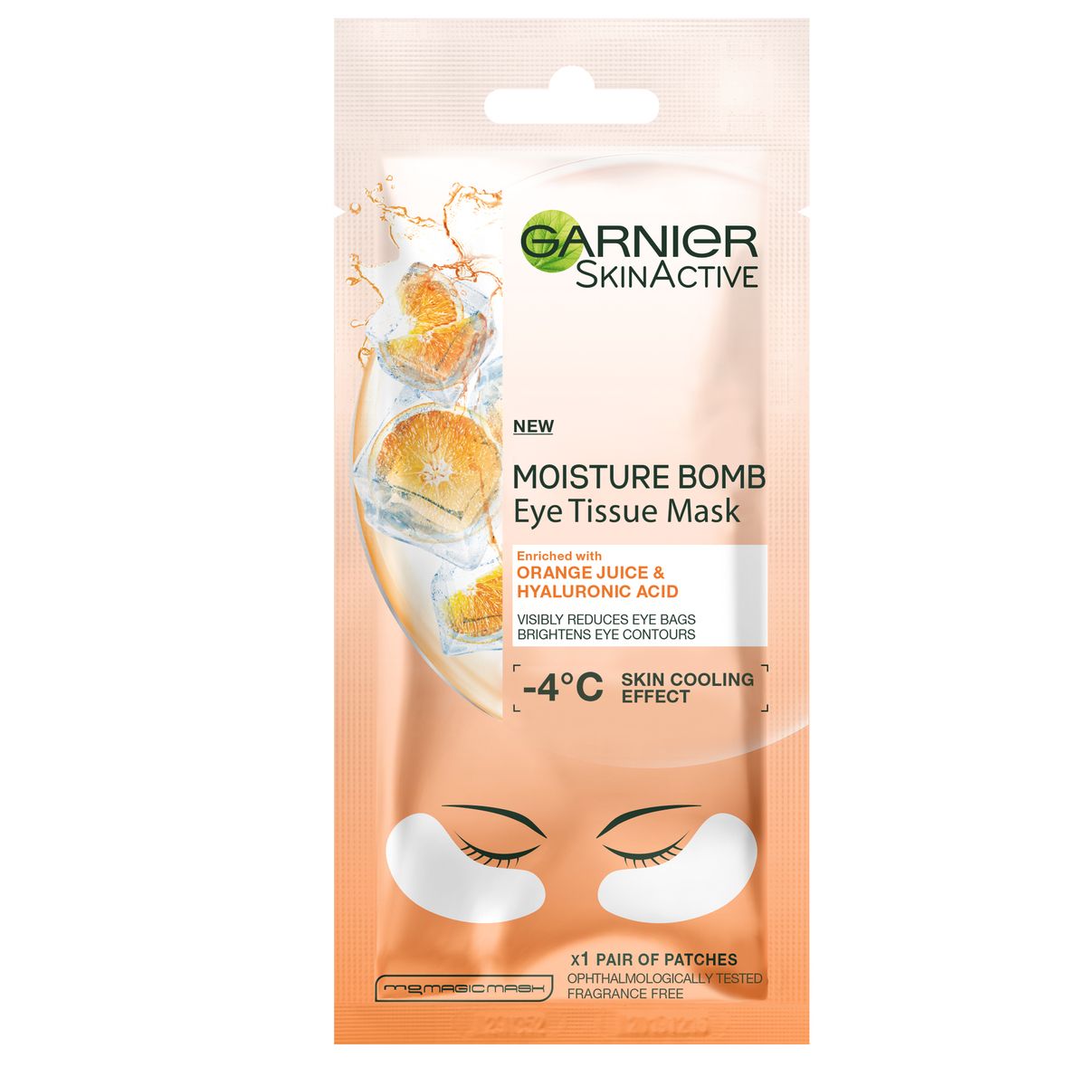 Køb Garnier Skin Active Eye Tissue Mask Orange&Hyaluronic hos Med24.dk