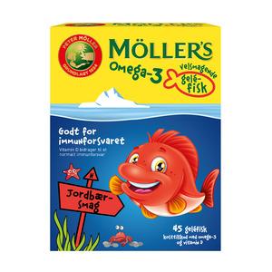 Møllers Omega-3 Gelefisk Jordbær - 45 stk.
