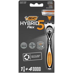 BIC Hybrid 5 Flex barberskraber + 4 hoveder