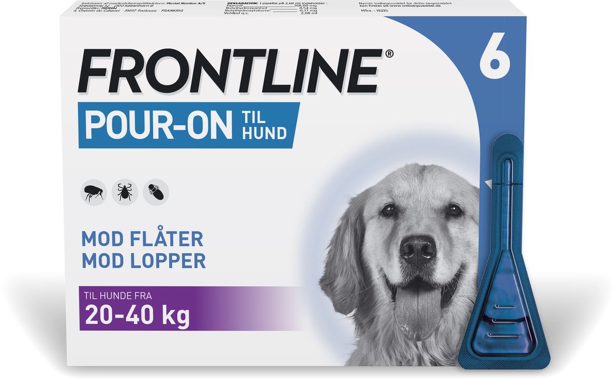 Spytte ud mærke Soaked Frontline pour-on Vet hund, 20-40 kg - Med24.dk