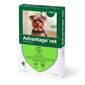 Advantage pour-on Vet hund, 0-4 kg