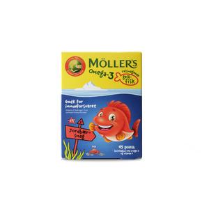 Møllers Omega-3 Gelefisk Jordbær - 45 stk.