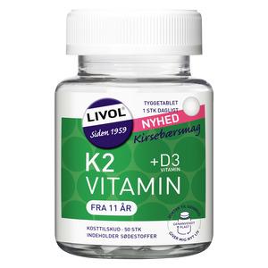 Livol K2 vitamin + D3, 50 tyggetabl.