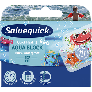5: Salvequick Aqua Block Kids Plaster - 12 stk.