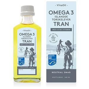 VitaOil Omega-3 Islandsk Torskelever Tran - 240 ml.