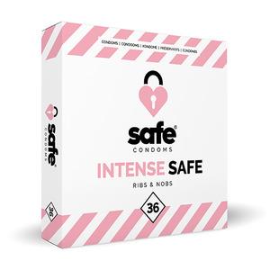SAFE kondomer, Intense Safe Ribs & Nobs - 36 stk.