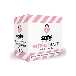 SAFE kondomer, Intense Safe Ribs & Nobs - 5 stk.